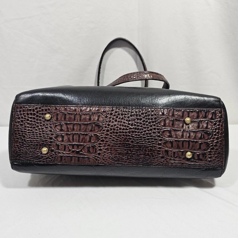 Brahmin Black Crocodile Embosed Leather Zippered Tote Shoulder Bag Purse - Picture 6 of 15